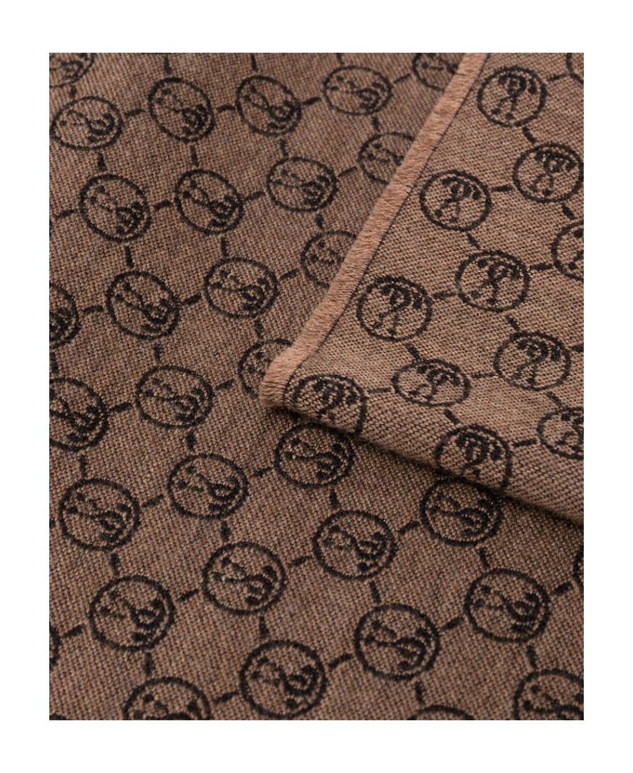 Moschino Logo Jacquard Wool Scarf In Brown