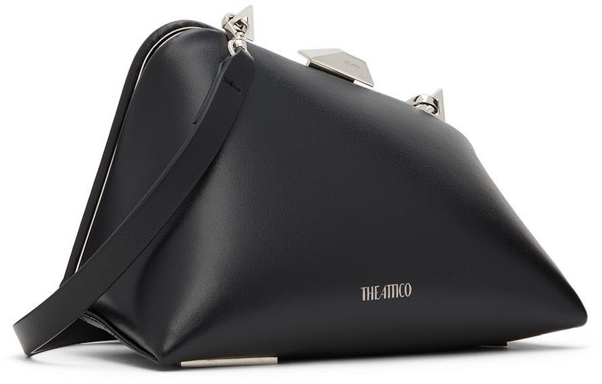 Attico Asymmetric Clutch Bag In Black