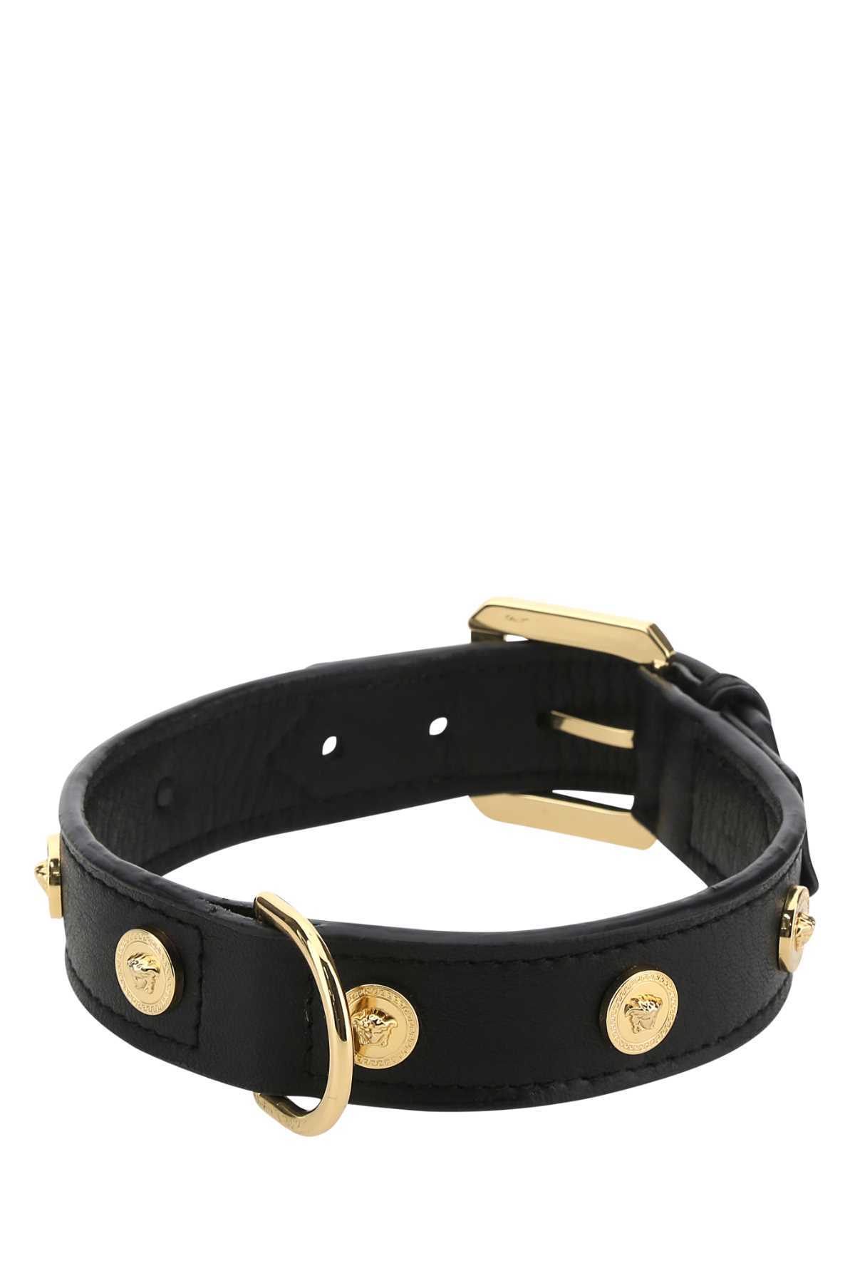 Versace Medusa Plaque Detail Dog Collar In Black