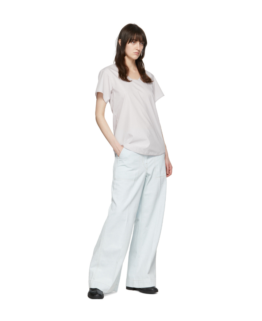 Lemaire U-neck Short-sleeved T-shirt In White