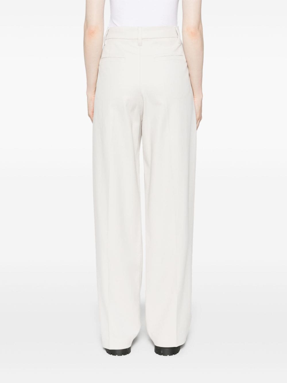Shop Brunello Cucinelli Pleat-detail Straight-leg Trousers In White