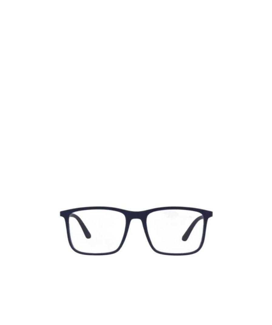 Emporio Armani Matte-effect Rectangle-frame Glasses In Blue
