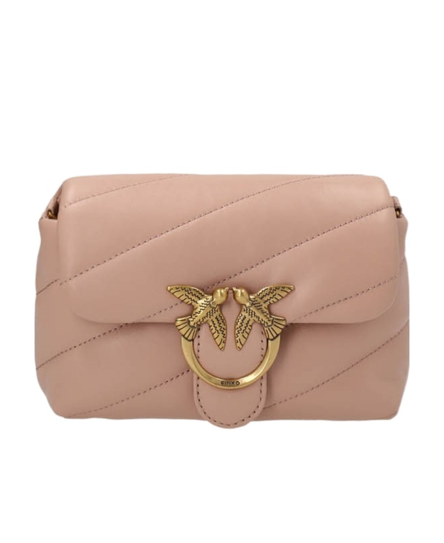 Pinko Quilted Shoulder Bag In Nude