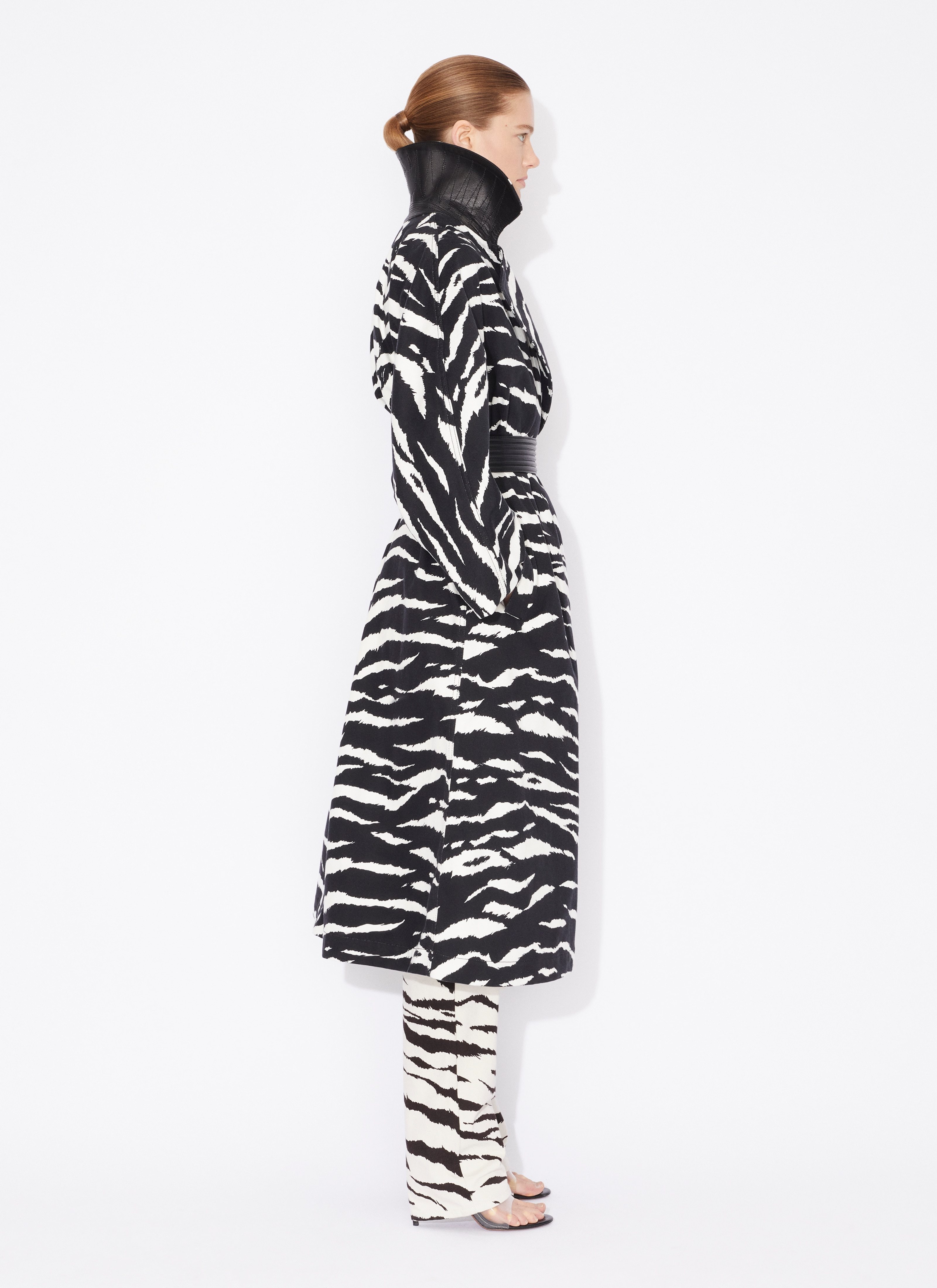 ALAÏA ALAÏA ZEBRA-PRINTED BELTED TRENCH COAT