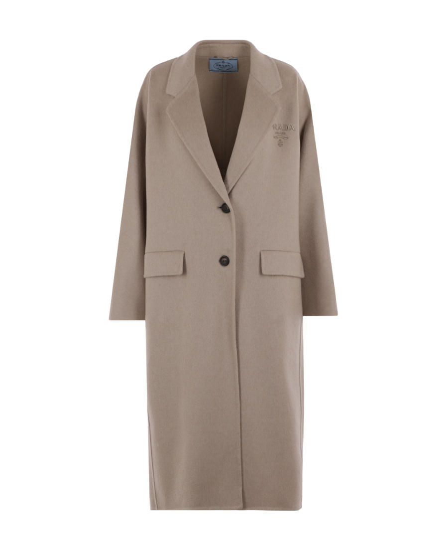 Prada Sand Cashmere Oversize Coat In Nude