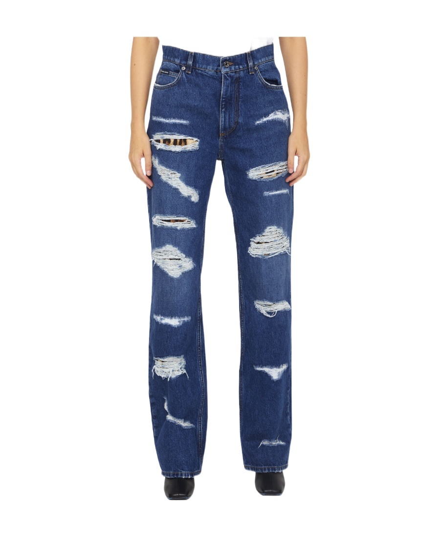 Shop Dolce & Gabbana Distressed-effect Straight-leg Jeans In Blue