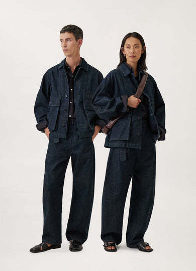 Lemaire Denim Shirt Jacket In Black