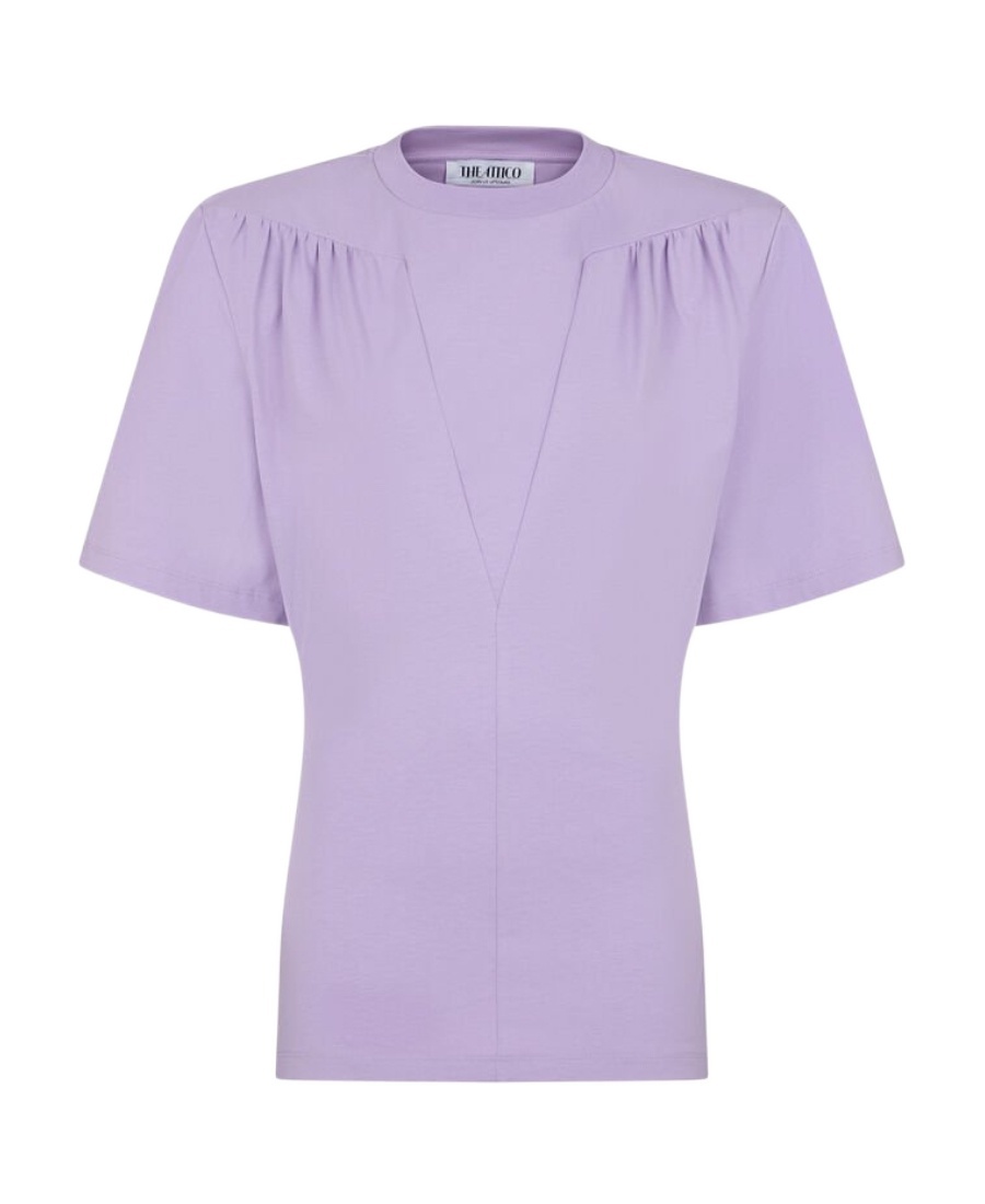 Attico Jewel Cut-out Cotton T-shirt In Purple