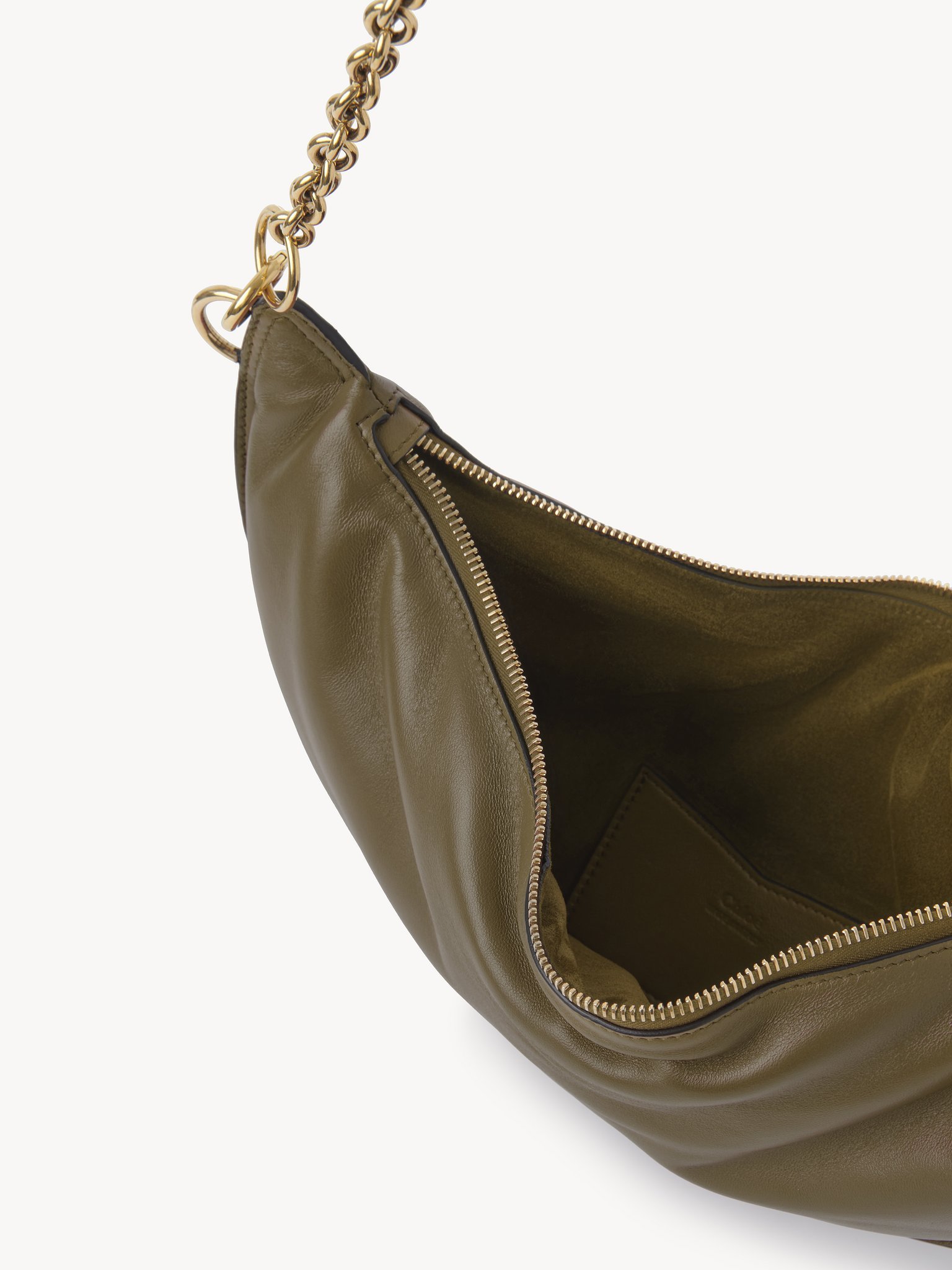 Chloé Crescent Chain Shoulder Bag In Green
