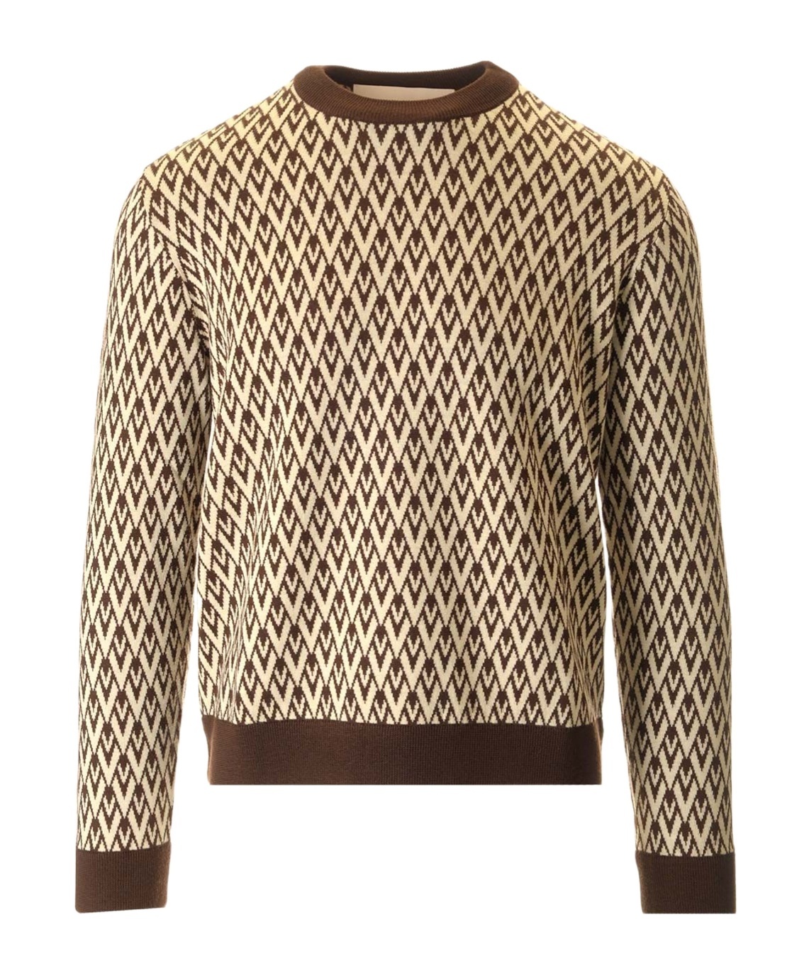 Valentino Monogrammed-intarsia Wool Jumper In Nude
