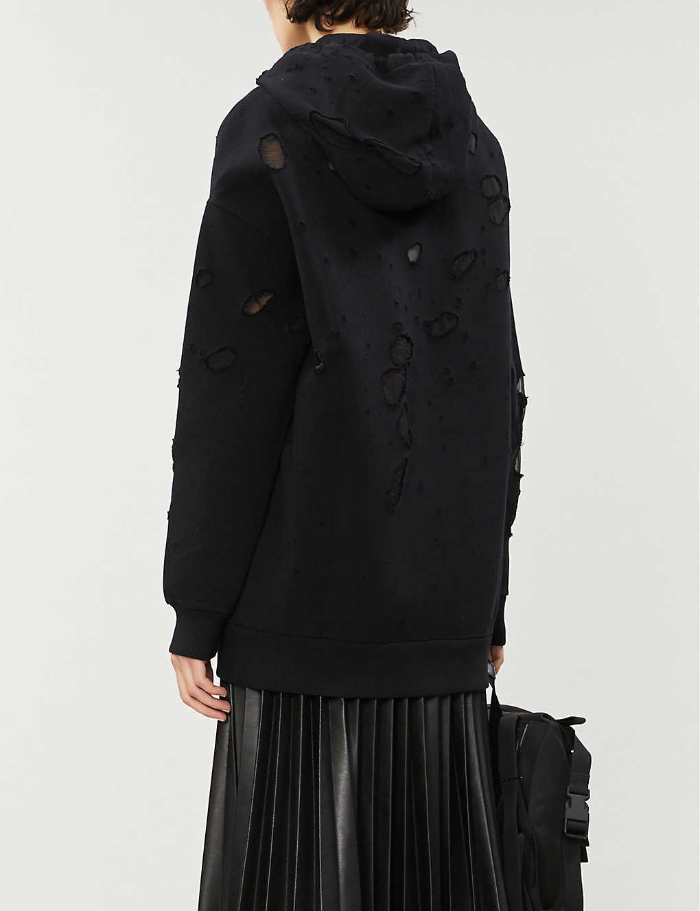 Givenchy Distressed Logo-print Cotton Hoodie In Black