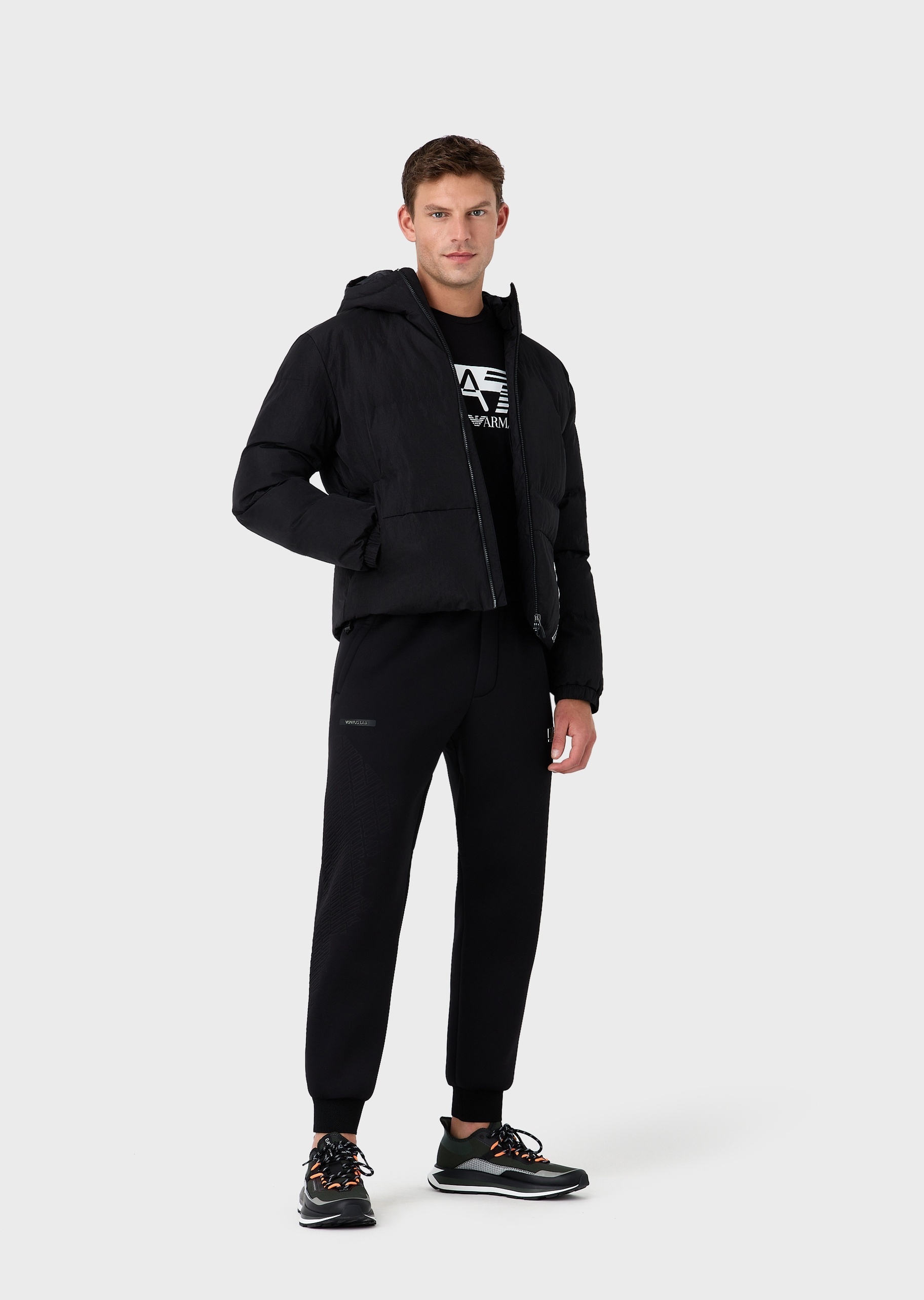 Ea7 T-shirt With Round Neck And Long Sleeves In Black