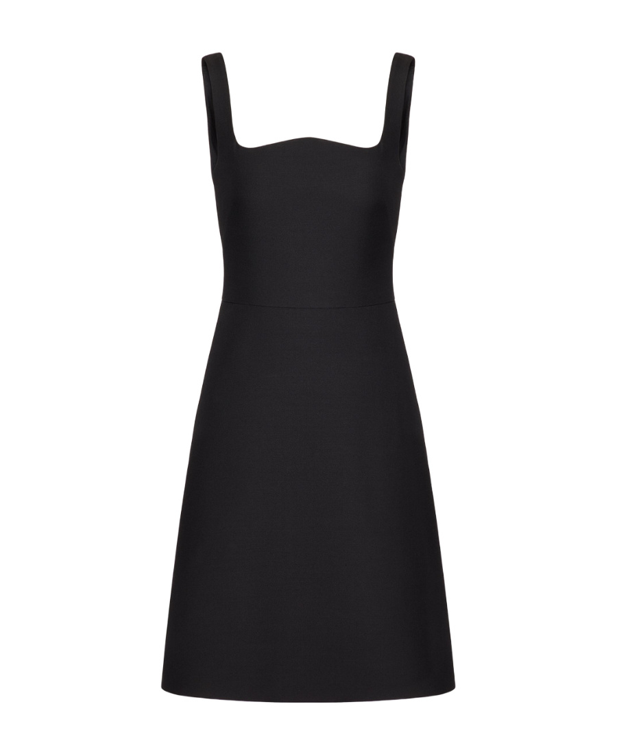 Valentino Open-back Wool And Silk-blend Crepe Mini Dress In Black