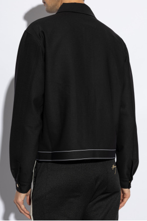 Casablanca Cropped Wool Jacket With Classic Collar In Black