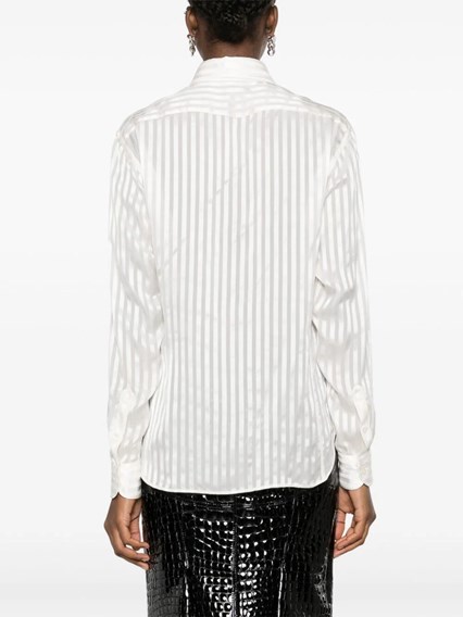 Tom Ford Women Camicia A Righe In Seta In White