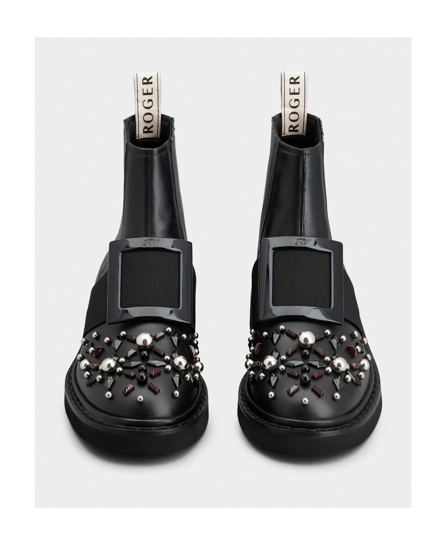 Roger Vivier Round-headed Flat-bottomed Short Boots In Black