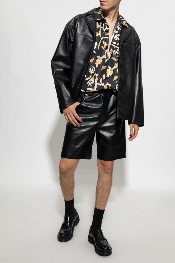 Nanushka Jari Relaxed Fit Long Sleeve Printed Shirt In Black