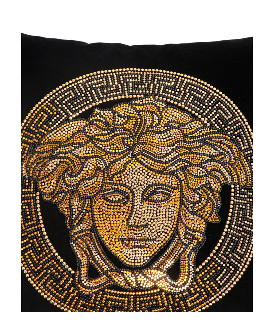 Versace Home Studded Sequinned Medusa Head Cushion In Black