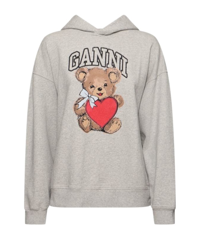 Ganni Bear Print Hooded Sweatshirt