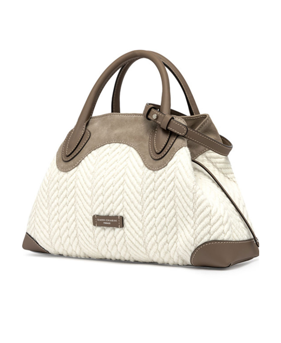 Gianni Chiarini Judy Bowling Bag In Jacquard In White