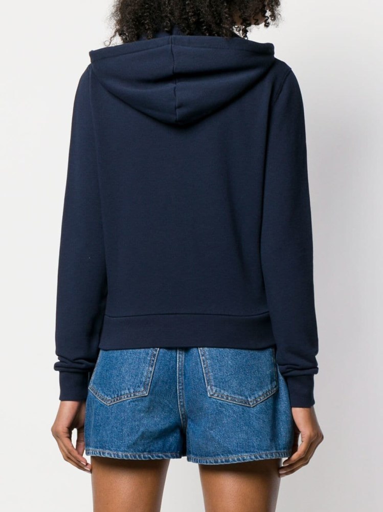 MAISON KITSUNÉ THREE-COLOR STRIPED FOX PATCH HOODIE