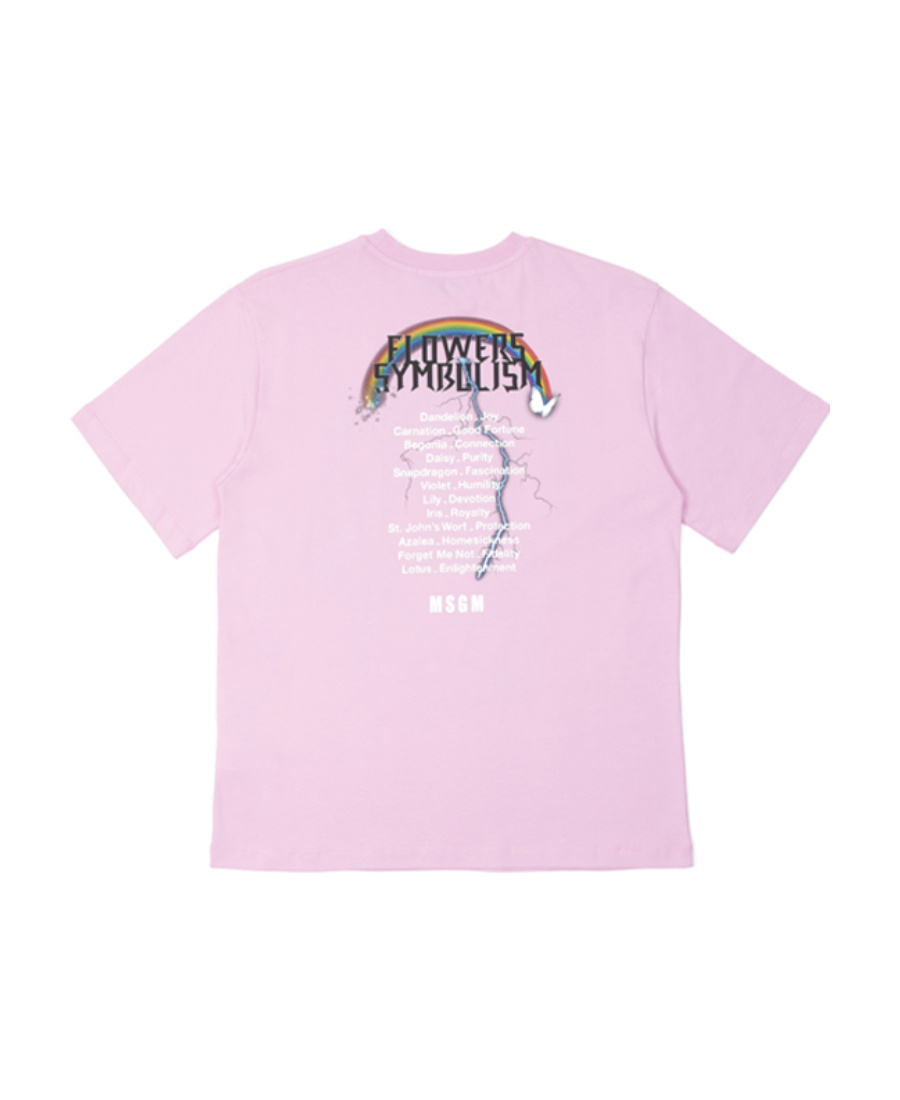 Msgm Printed Short-sleeved T-shirt In Pink
