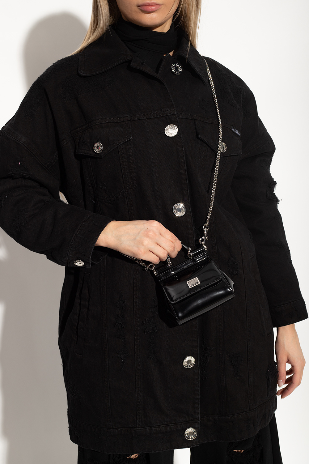 Shop Dolce & Gabbana Logo-plaque Leather Mini Bag In Black