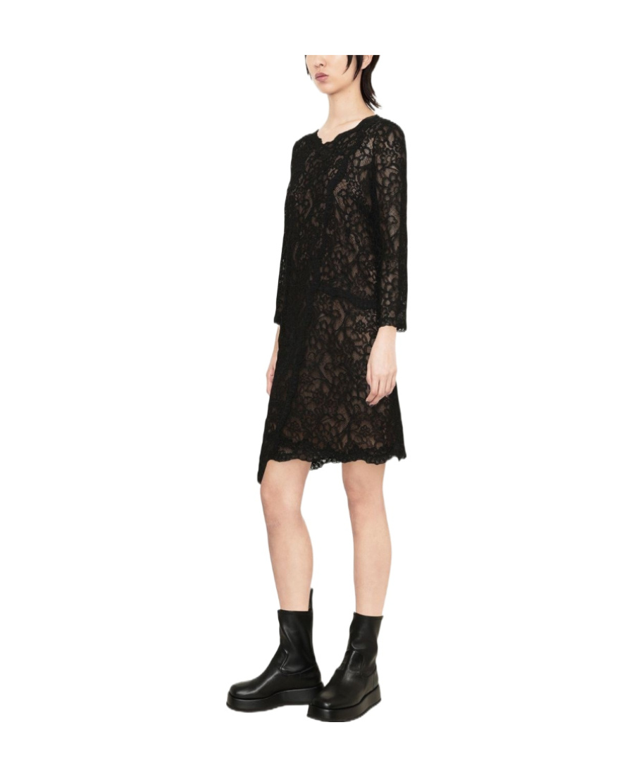 Ermanno Scervino Asymmetric Floral Lace Dress In Black