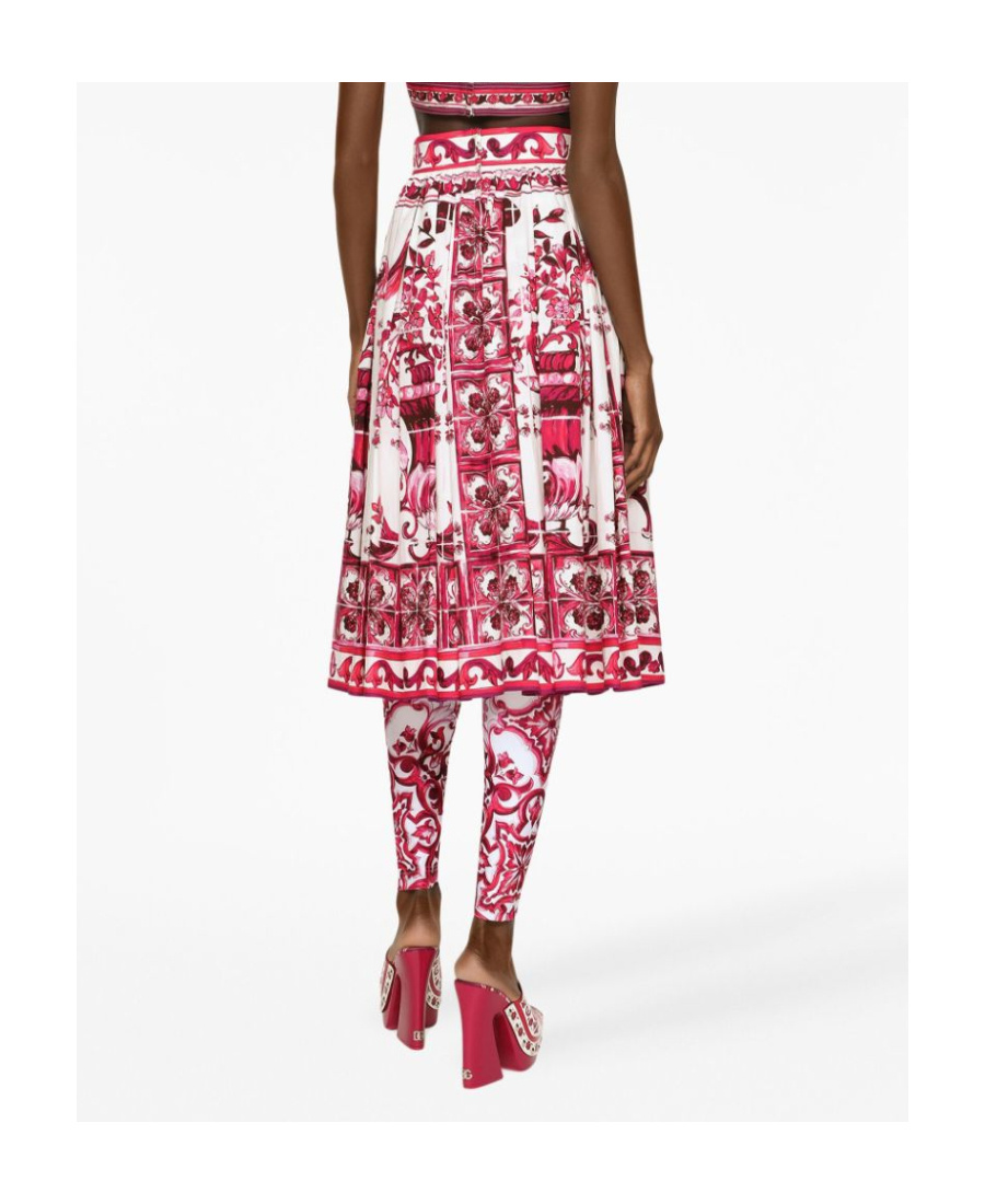 Dolce & Gabbana Pleated A-line Skirt Majolica Print In Multicolor