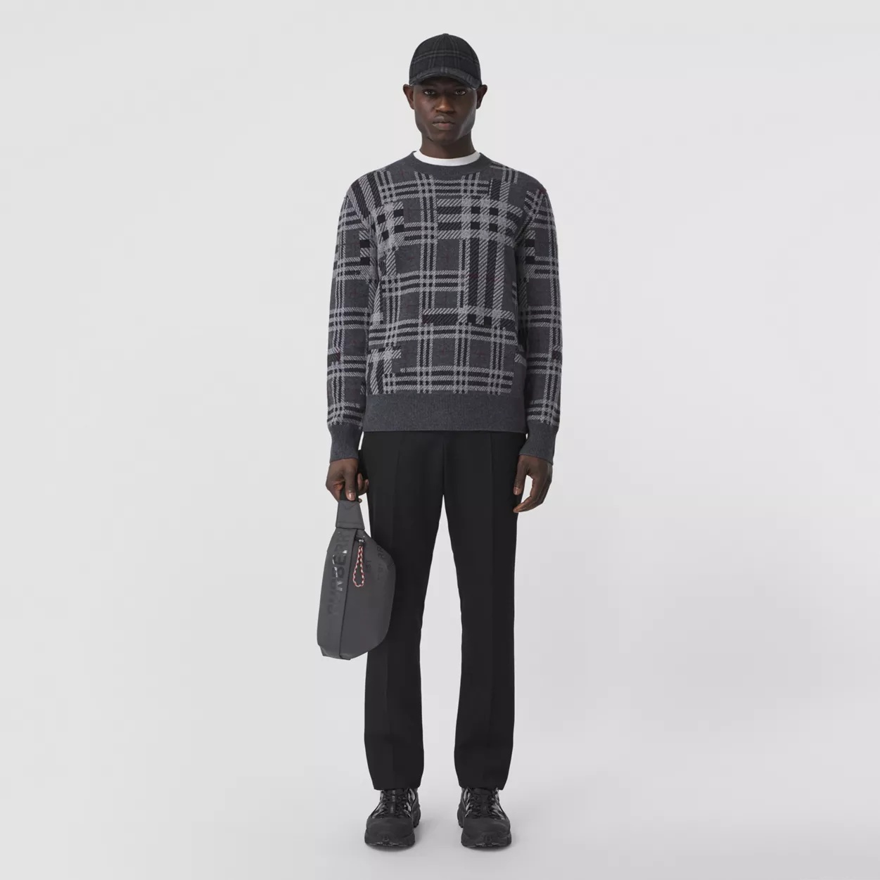 Shop Burberry Contrast-check Jumper In Black