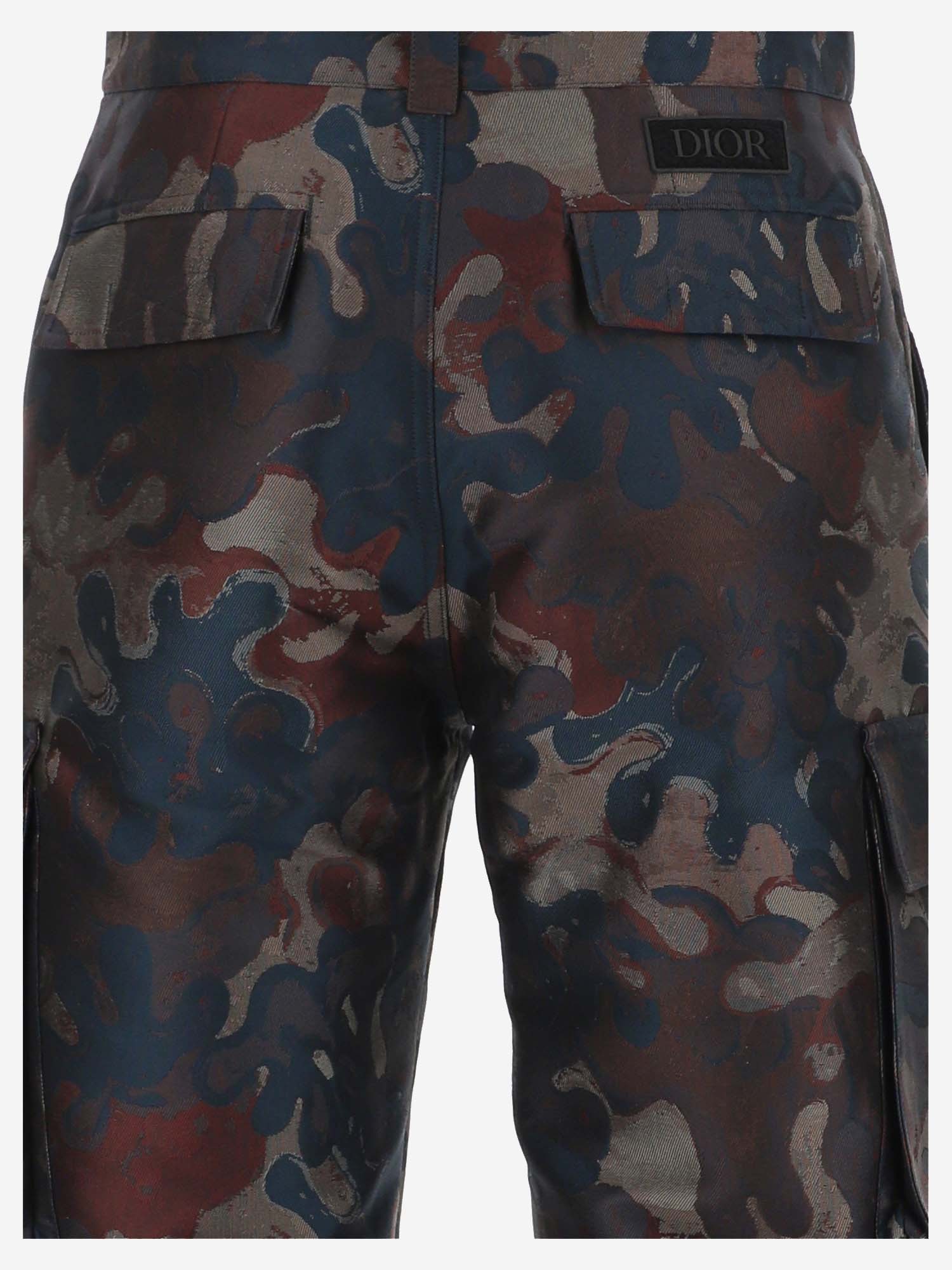Dior Multicolor Printed Overalls Casual Trousers In Black