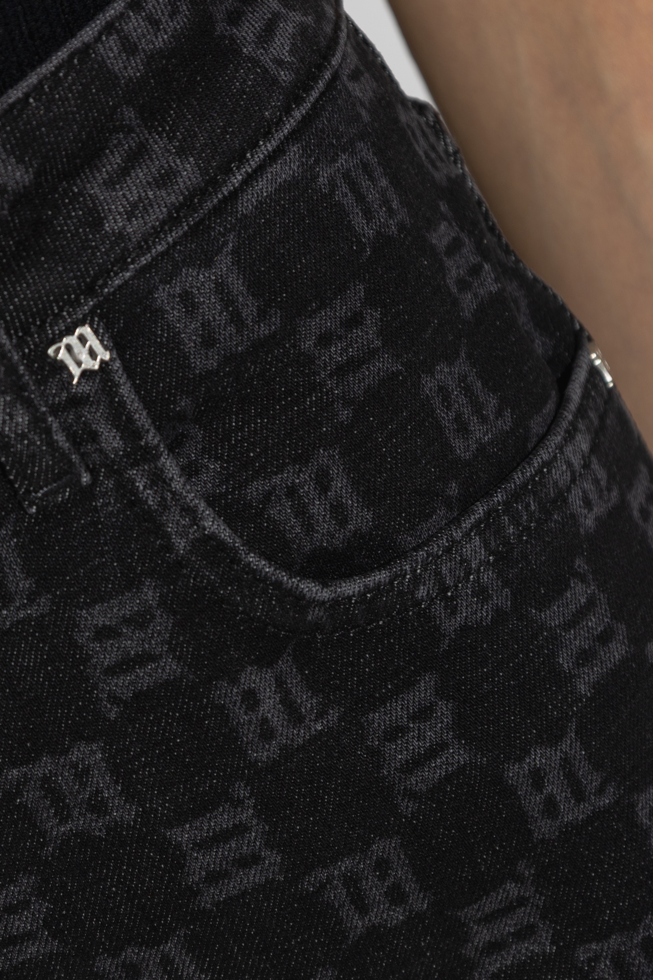 Misbhv Signature Monogram Straight Jeans In Black