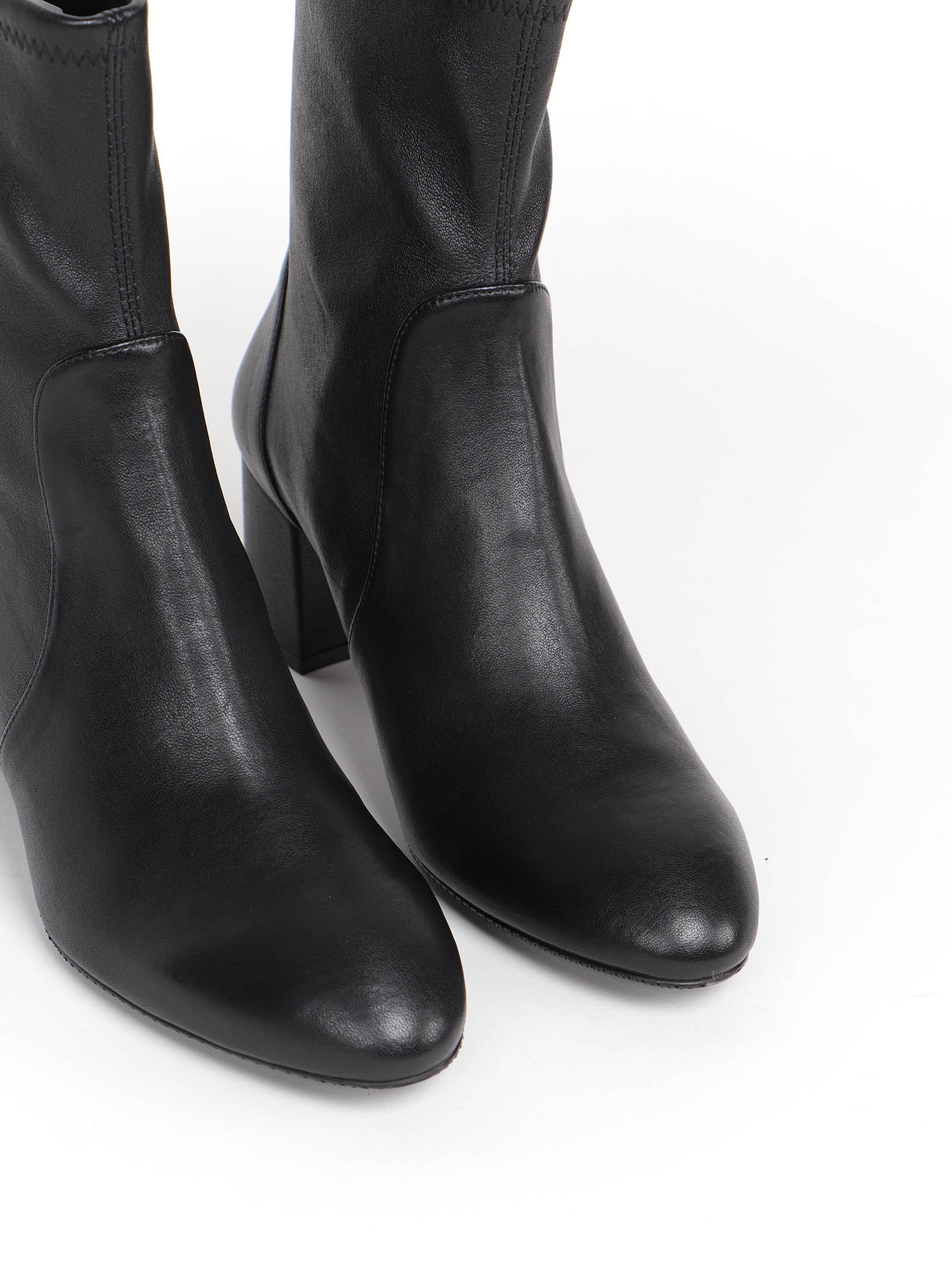 Stuart Weitzman Yuliana Stretch Leather Ankle Booties In Black
