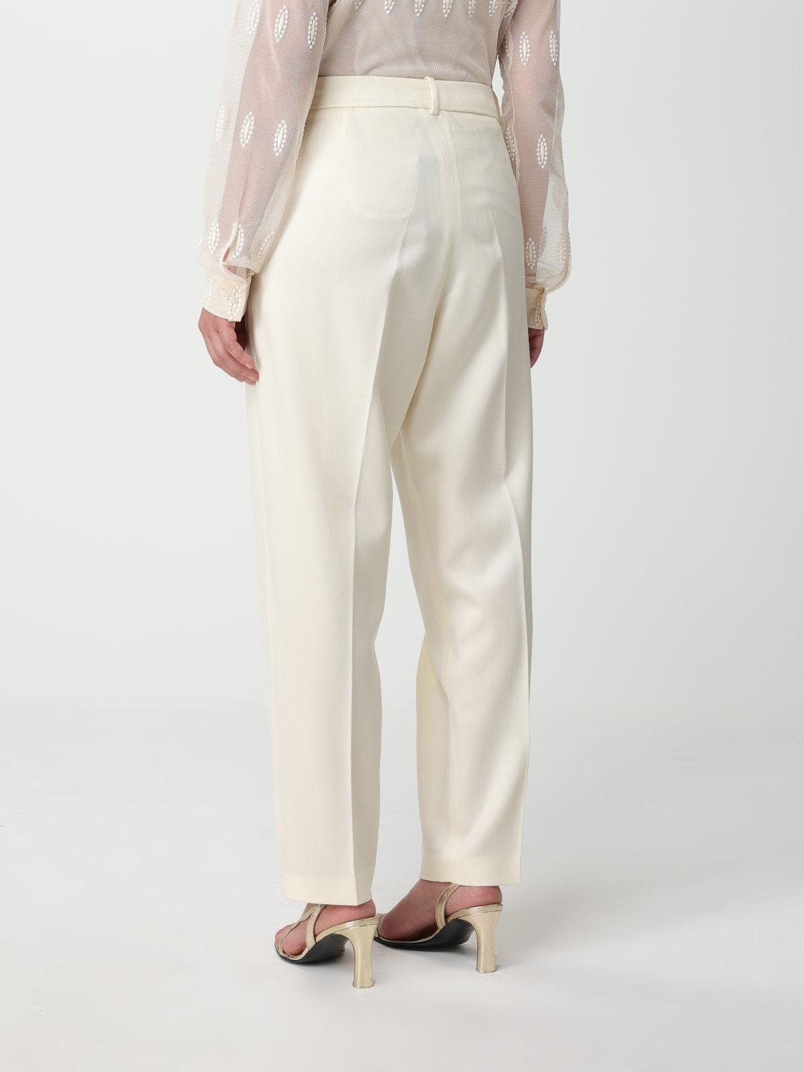Fabiana Filippi Casual Pants With Waist And Loop Straps In White