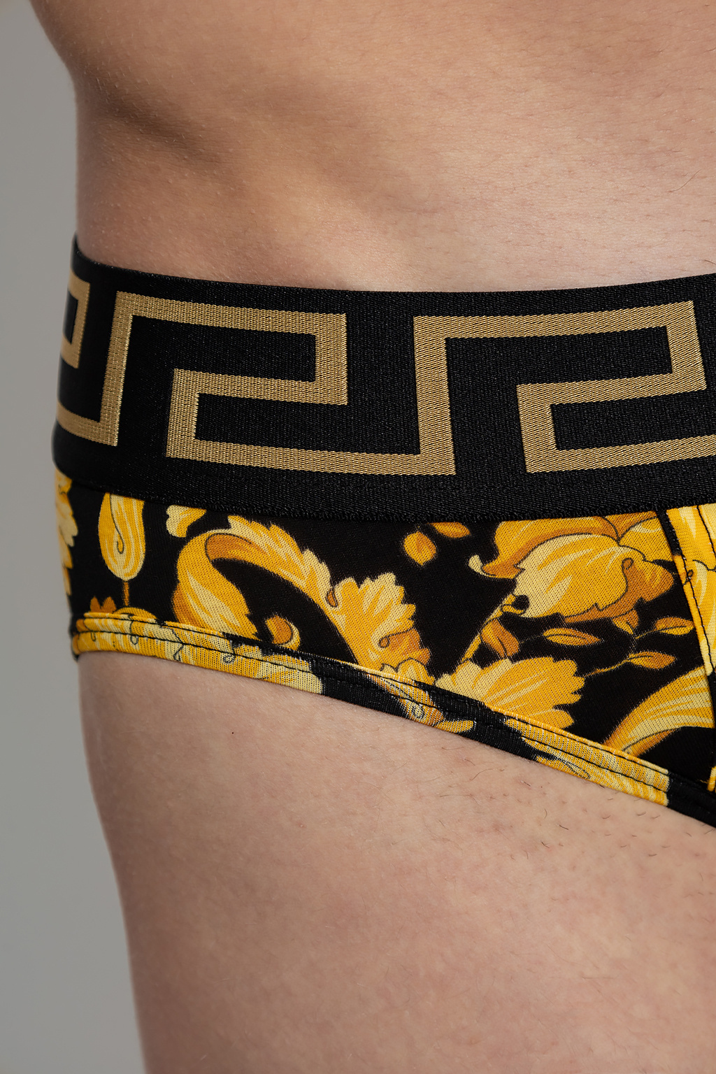 Versace Baroque-print Cotton Briefs In Black