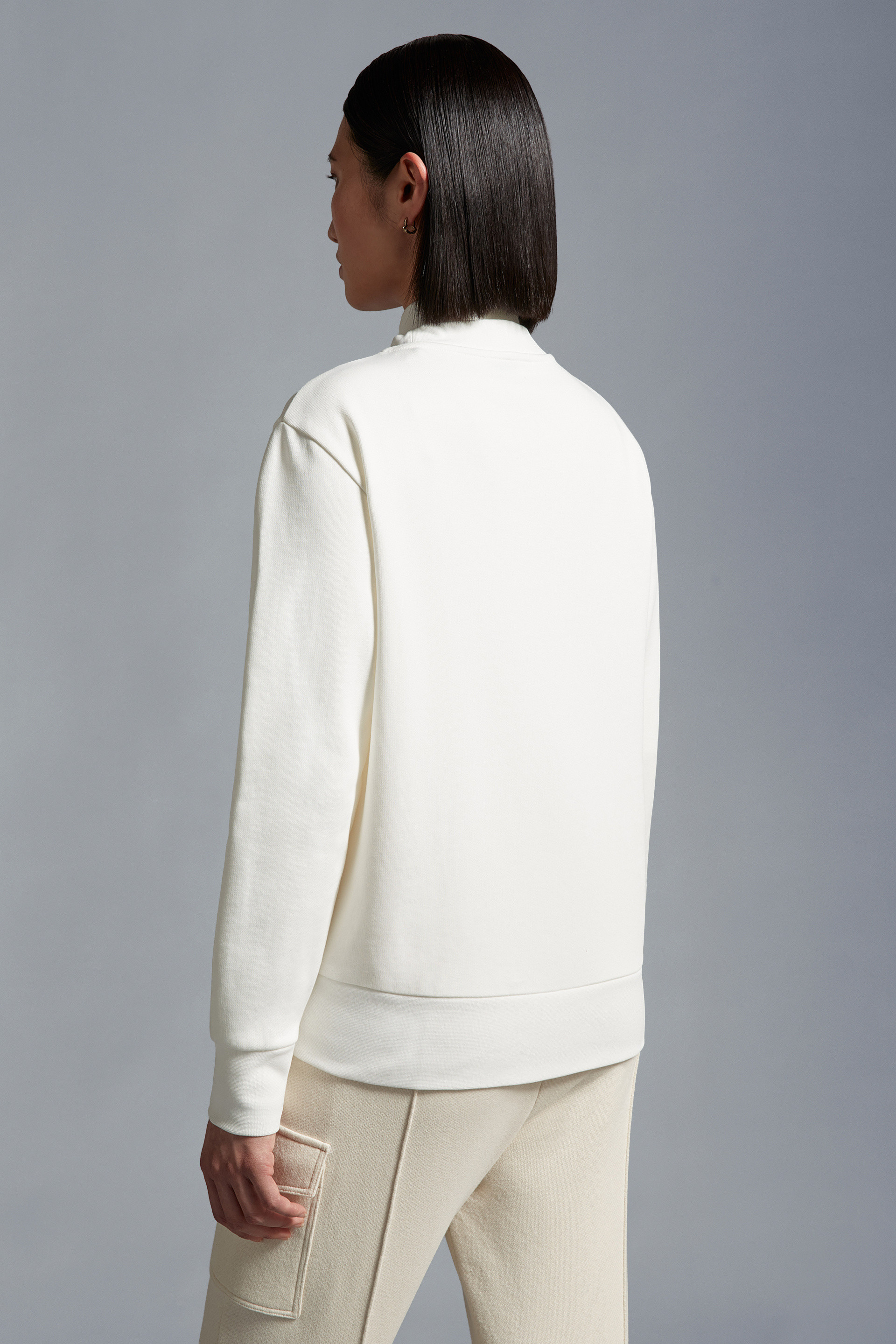 Moncler Logo Cotton-blend Jersey Sweatshirt In White