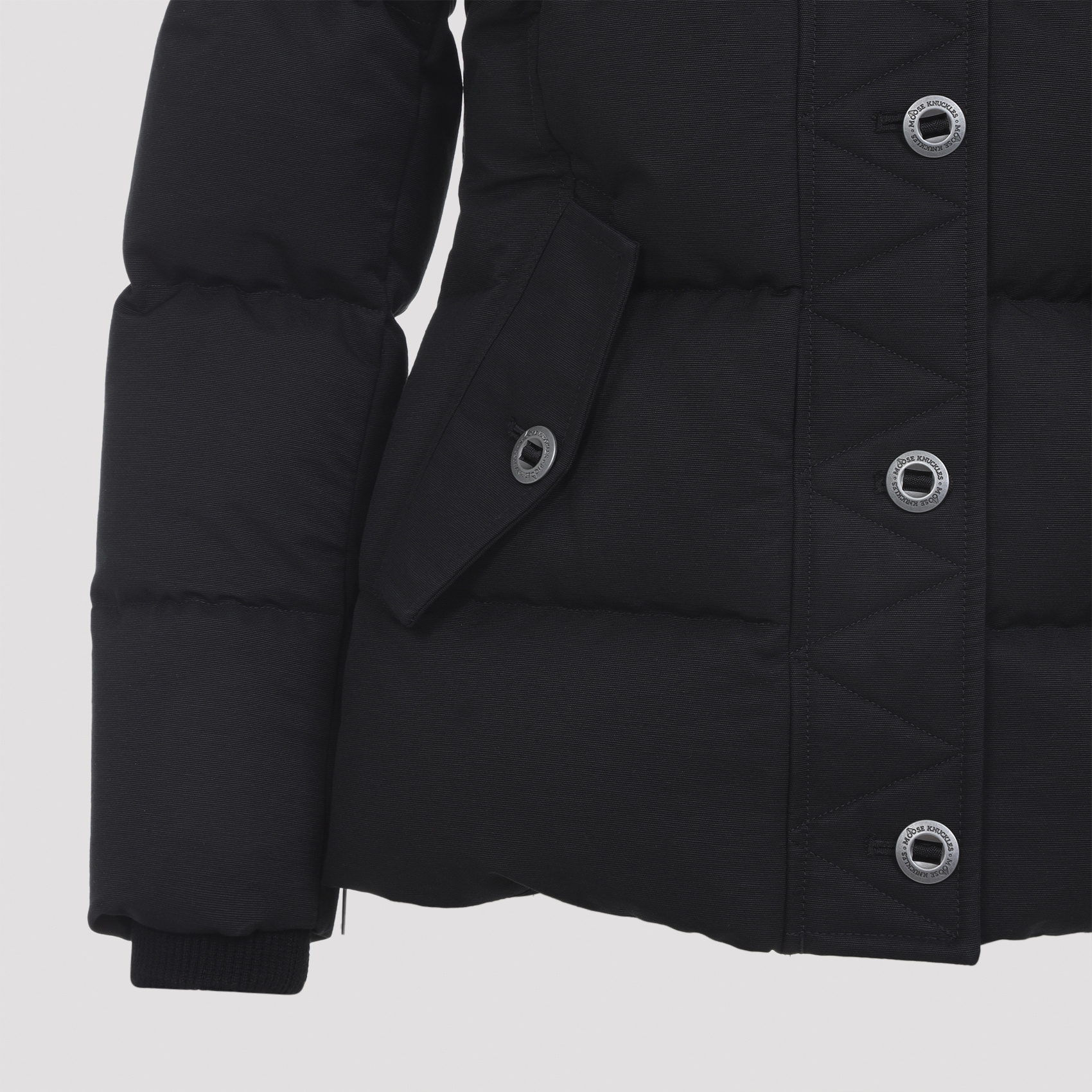 Moose Knuckles Long-sleeved Hooded Down Jacket In Blue