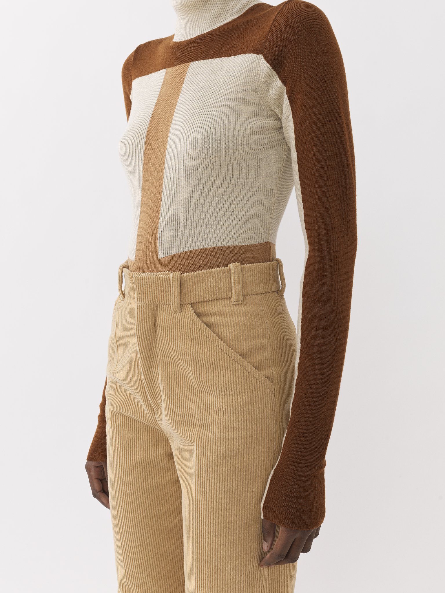 Shop Chloé Corduroy Tailored Flared Trousers In Nude