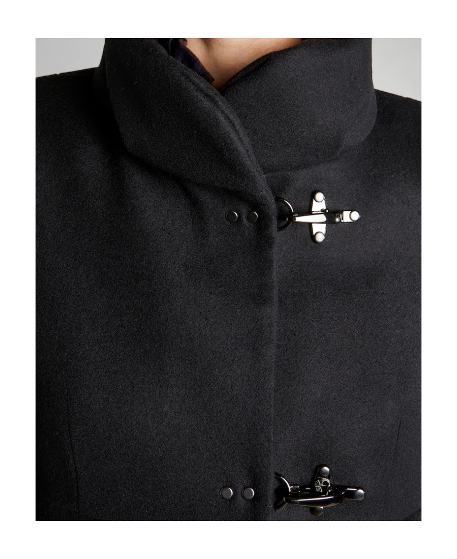 Fay Collar Sleeve Length Trim Coat In Black