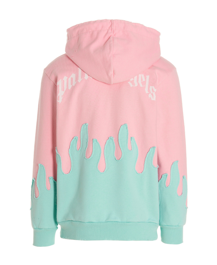 Palm Angels Layered Flames Vint Hoodie In Pink