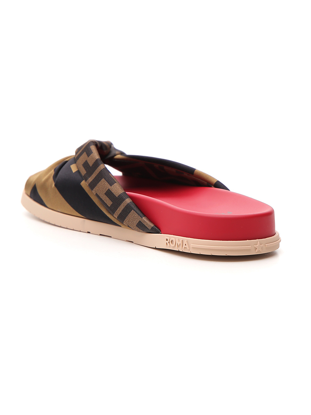 Fendi Silk Cross Slippers In Black