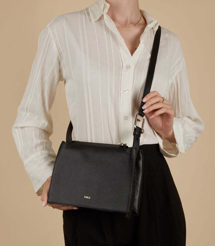 Shop Furla Nuvola Small Crossbody Bag In Black