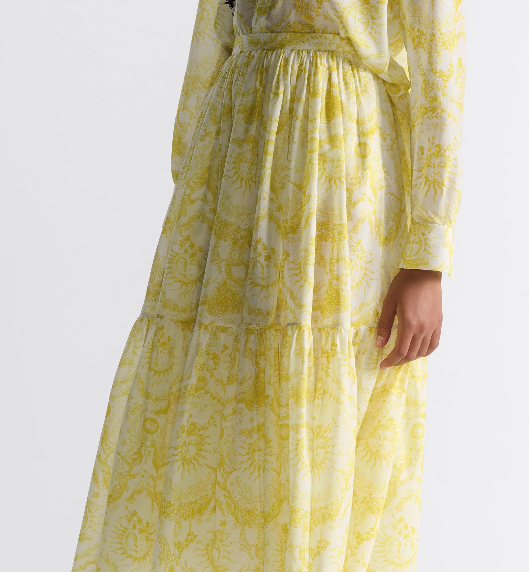 Dior Iviera Pleated Detail Skirt In Yellow
