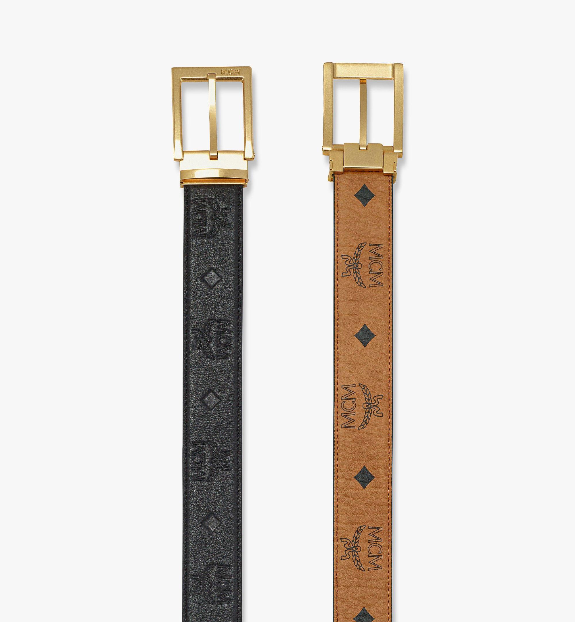 Mcm Aren Reversible Belt 1.3" In Embossed Monogram Leather In Brown