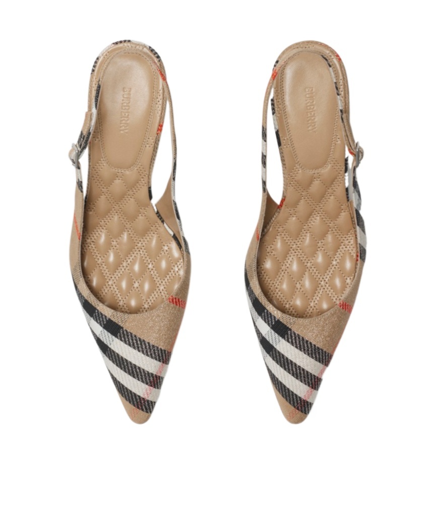 Burberry Slingback Pumps Birdie Check Women In Nude