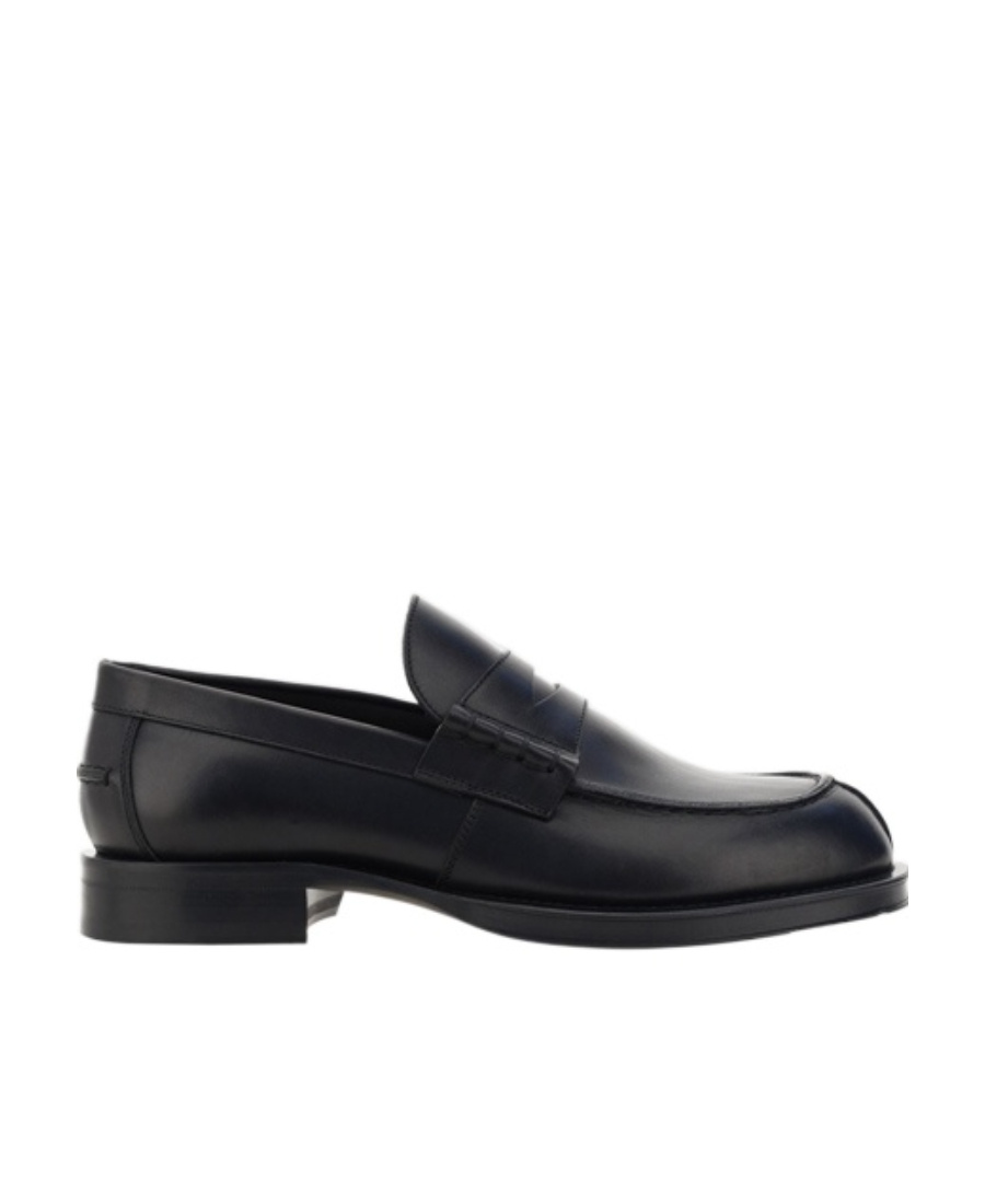 Lanvin Classic Round Toe Leather Loafers With Stacked Heel In Black