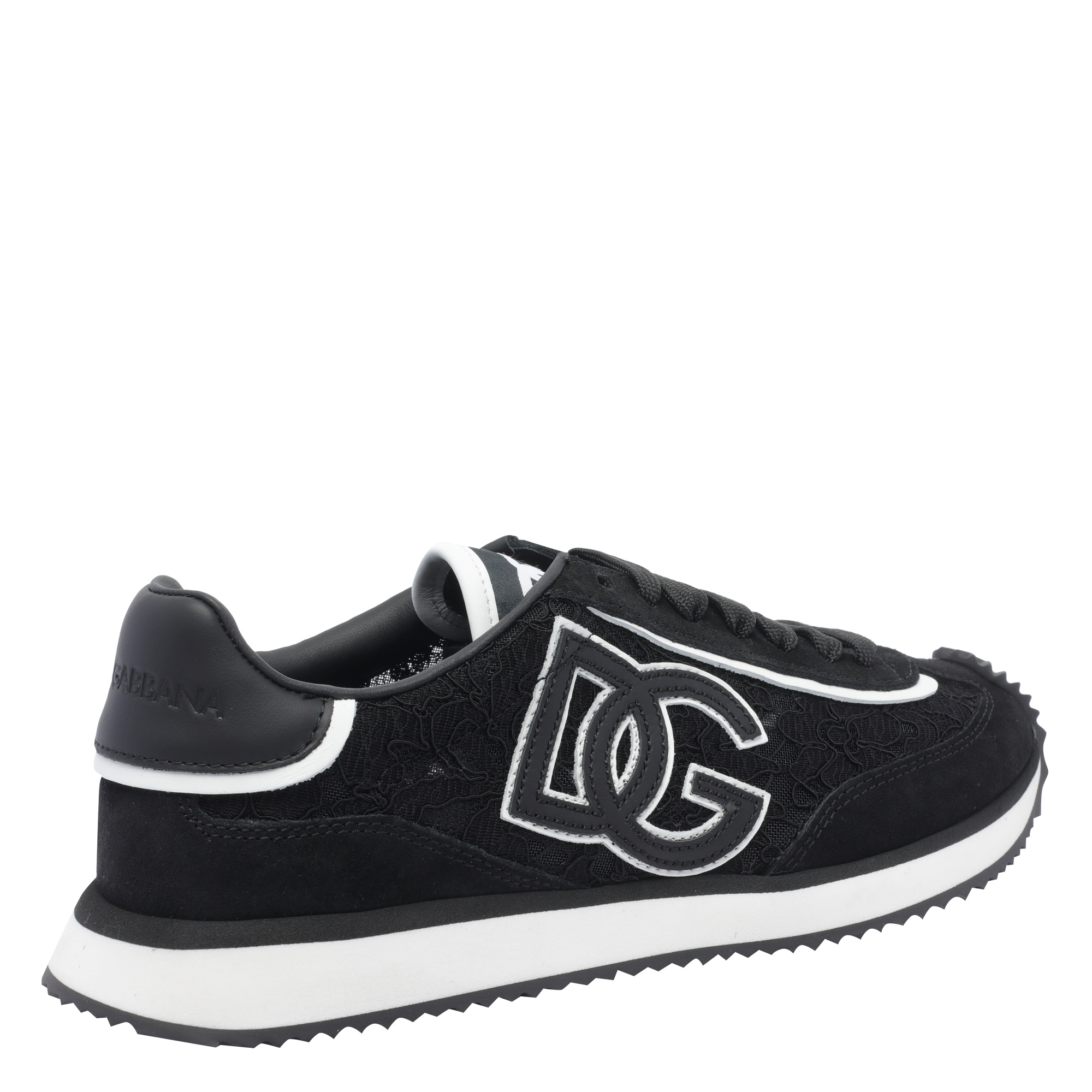 Dolce & Gabbana Dg Cushion Lace-detailed Suede Sneakers Shoes In Black