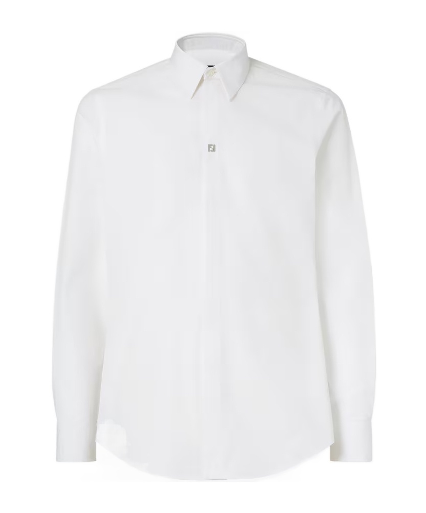 Fendi Regular Fit Cotton Shirt With Long Sleeves In White