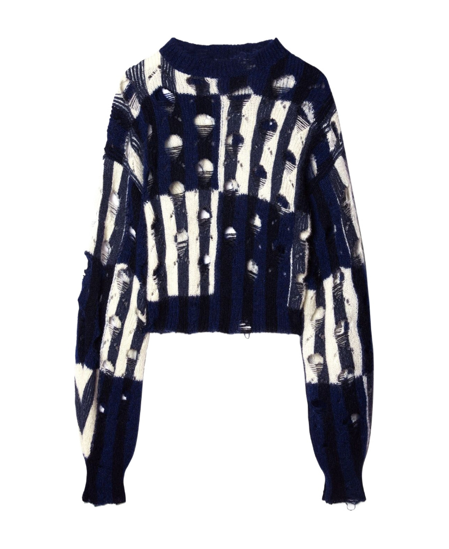 Off-white Multicolored Shibori Knit Sweater In White