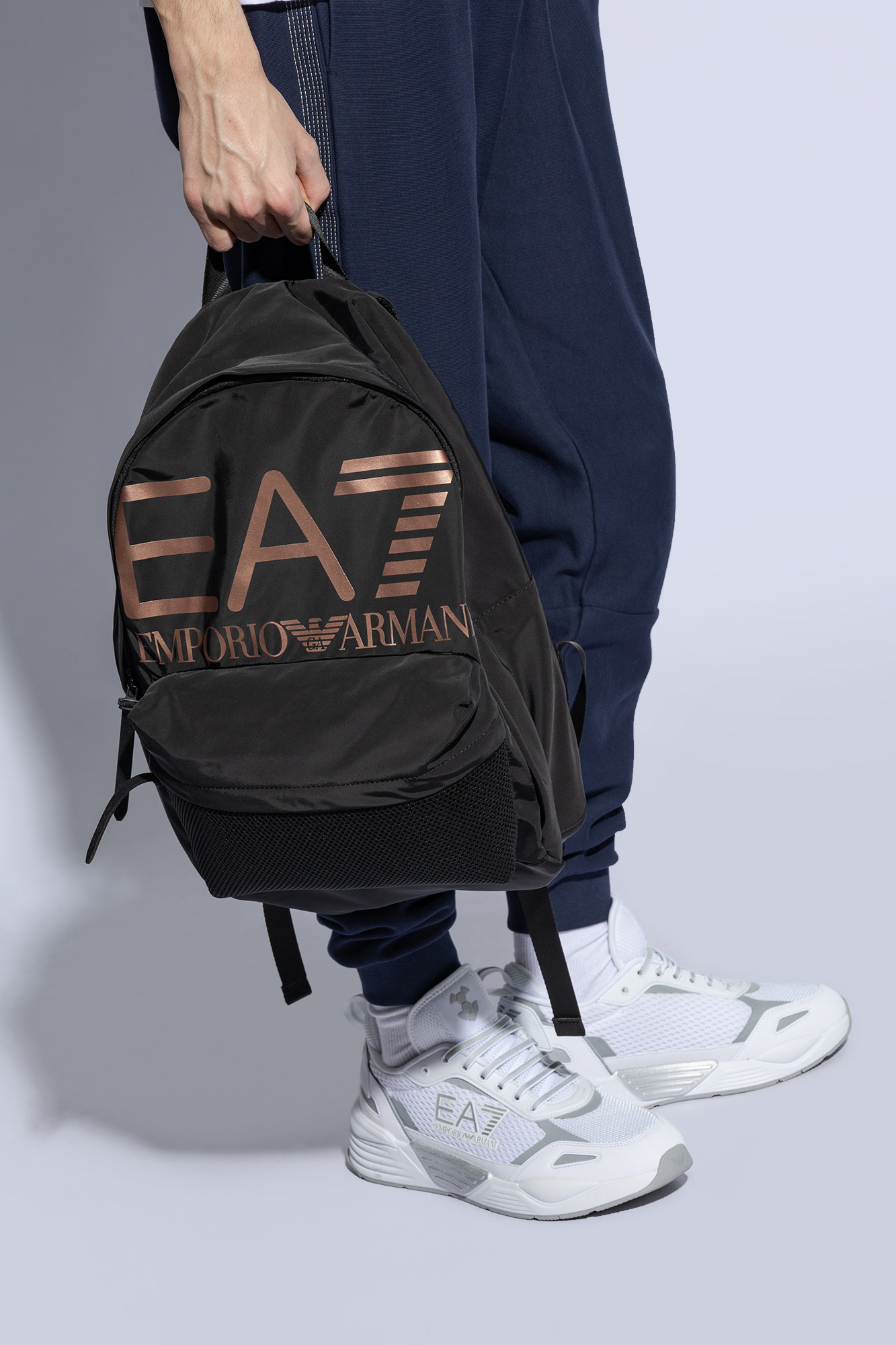 Ea7 Logo Print Backpack In Black